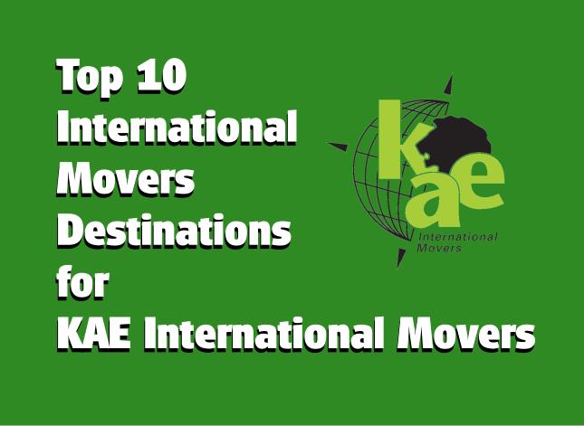 Top 10 International Movers Destinations for KAE International Movers